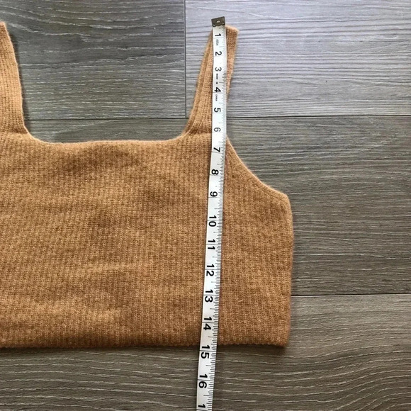 Everlane Camel Tan Wool Yak Hair Blend Ribbed Cozy Stretch Tank Size Large NWT - Picture 6 of 11